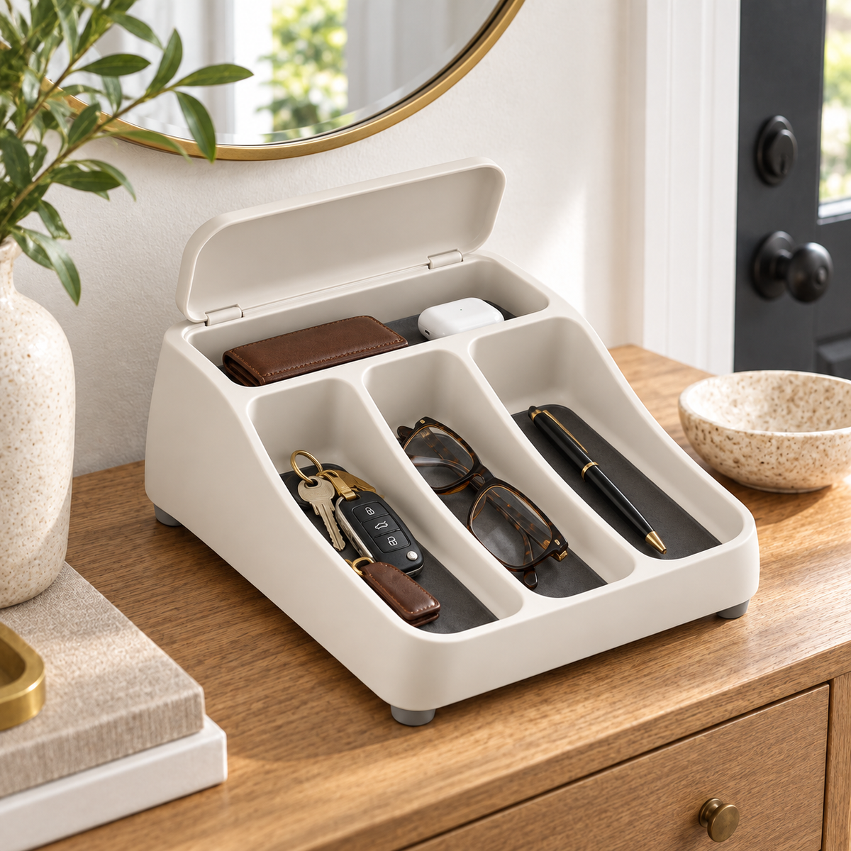 Three-Channel Entryway Valet Tray