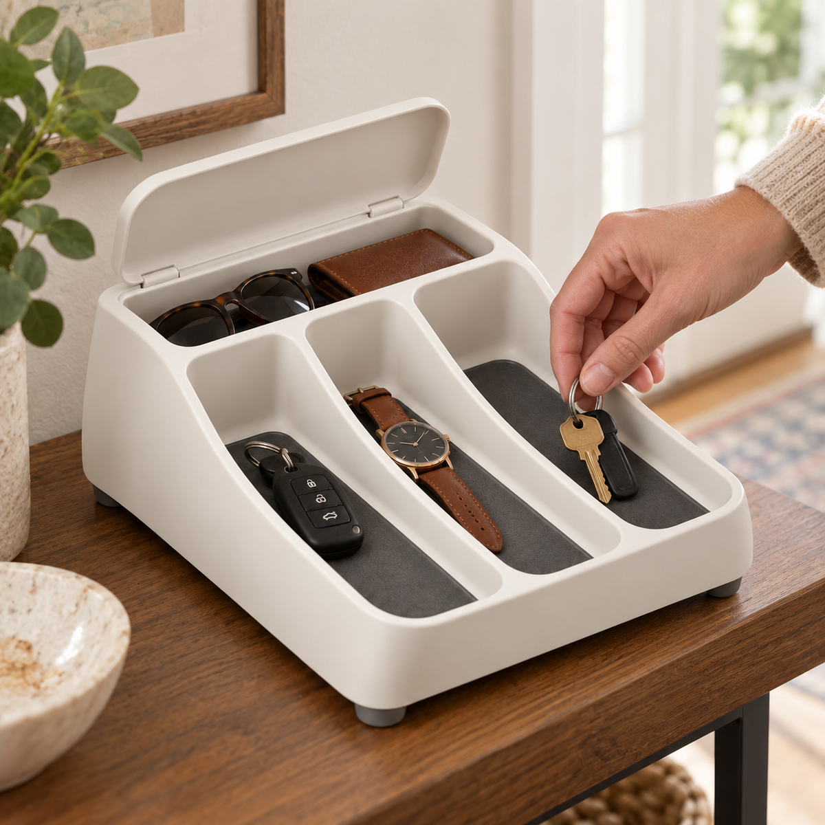 Three-Channel Entryway Valet Tray